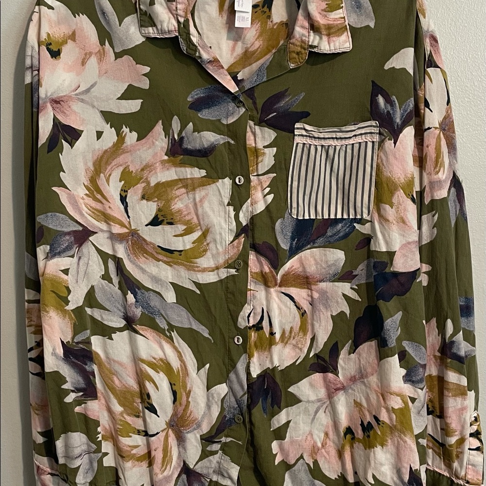 Green Floral Button Down Shirt